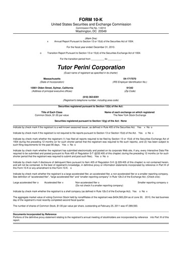Thumbnail Tutor Perini Corporation
 10-K Annual Report 