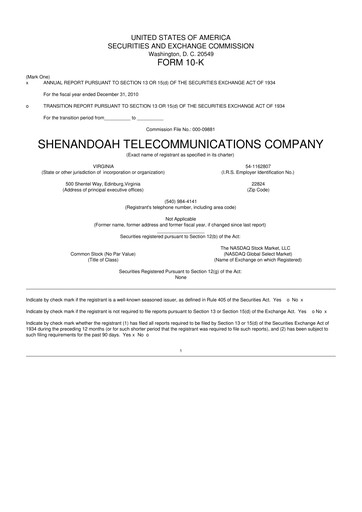 Thumbnail Shentel 10-K Annual Report 