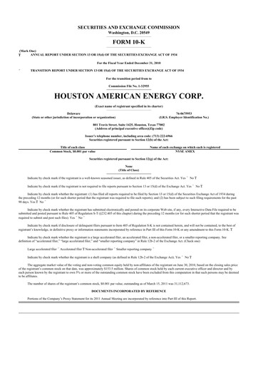 Thumbnail Houston American Energy 10-K Annual Report 