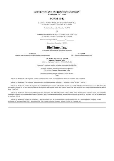 Vorschaubild Lineage Cell Therapeutics
 10-K Jahresbericht 