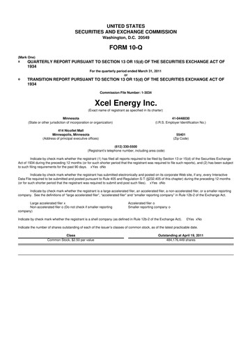 Thumbnail Xcel Energy 10-Q Quarterly Report FY2011 