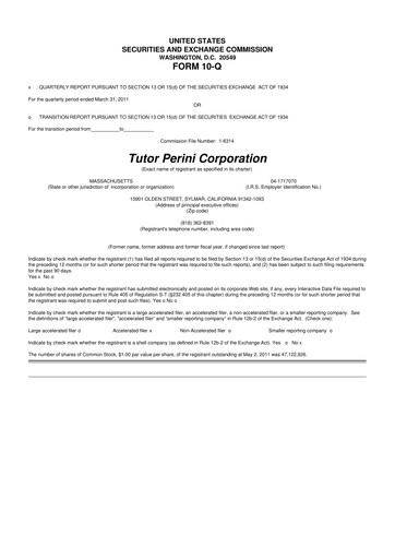 Vorschaubild Tutor Perini Corporation
 10-Q Quartalsbericht  