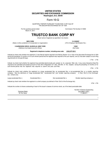 Miniature Trustco Bank 10-Q Rapport trimestriel  