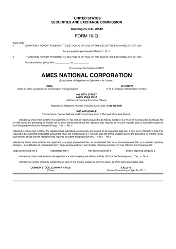 Thumbnail Ames National Corp. 10-Q Quarterly Report FY 