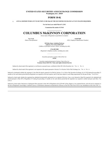 Thumbnail Columbus McKinnon 10-K Annual Report 