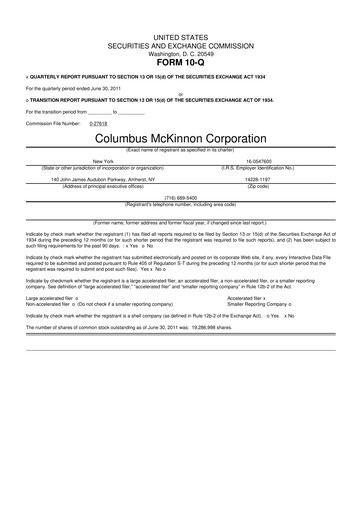 Thumbnail Columbus McKinnon 10-Q Quarterly Report FY2012 