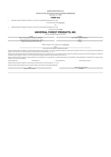 Thumbnail UFP Industries
 10-Q Quarterly Report FY2011 