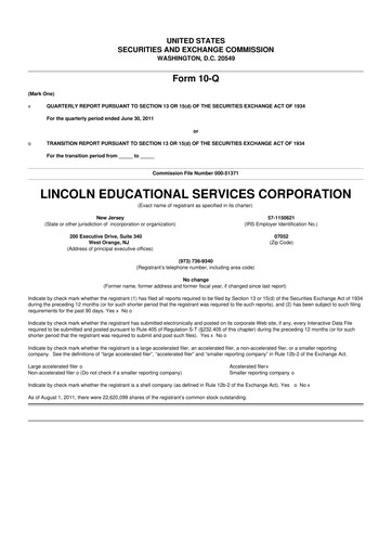 Miniature Lincoln Educational Services 10-Q Rapport trimestriel 2011 