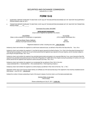 Thumbnail United Security Bancshares 10-Q Quarterly Report FY2011 
