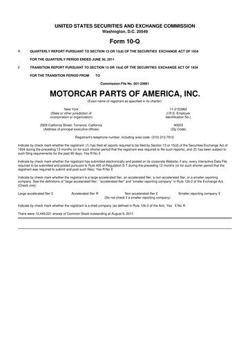 Thumbnail Motorcar Parts of America 10-Q Quarterly Report FY2012 