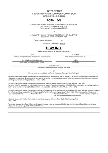 Vorschaubild Designer Brands
 10-Q Quartalsbericht 2012 