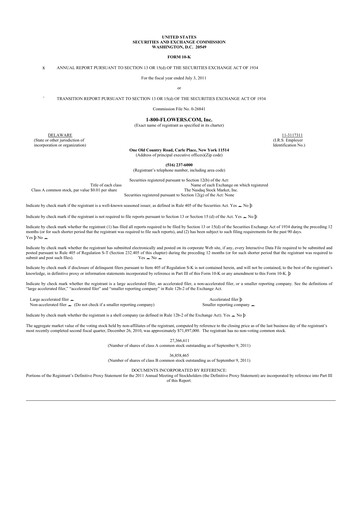 Thumbnail 1-800-Flowers.com, Inc.
 10-K Annual Report 