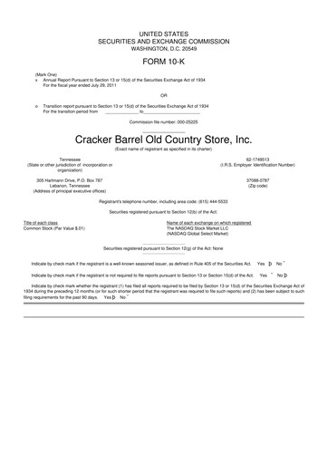 Vorschaubild Cracker Barrel 10-K Jahresbericht 