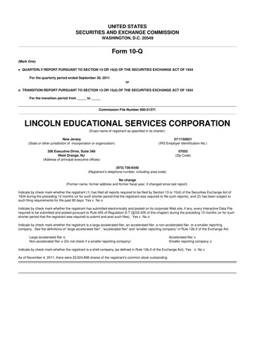 Miniature Lincoln Educational Services 10-Q Rapport trimestriel 2011 