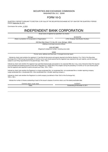 Thumbnail Independent Bank Corporation 10-Q Quarterly Report FY2011 