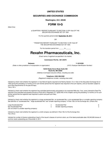 Thumbnail Opus Genetics 10-Q Quarterly Report FY2011 