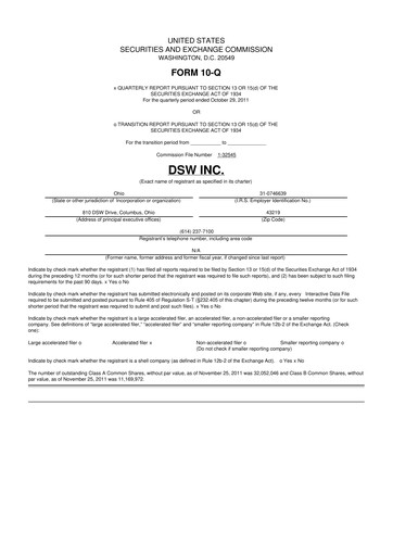 Vorschaubild Designer Brands
 10-Q Quartalsbericht 2011 