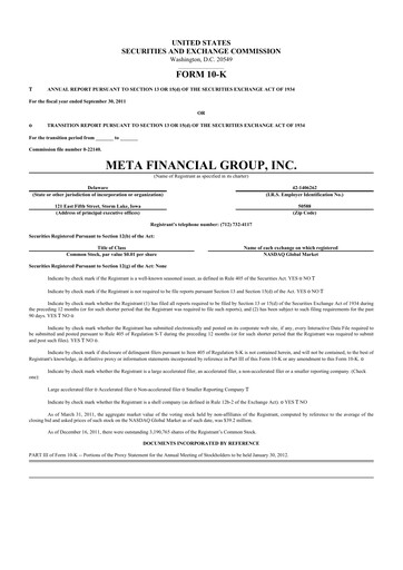 Thumbnail Pathward Financial
 10-K Annual Report 2011