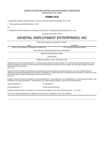 Miniature GEE Group 10-Q Rapport trimestriel 2011 
