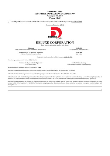Thumbnail Deluxe Corporation 10-K Annual Report 2011