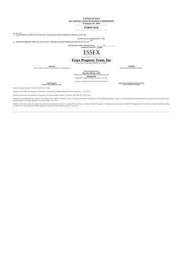 Thumbnail Essex Property Trust
 10-K Annual Report 2010