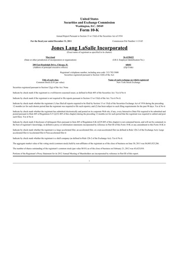 Thumbnail Jones Lang LaSalle 10-K Annual Report 2011