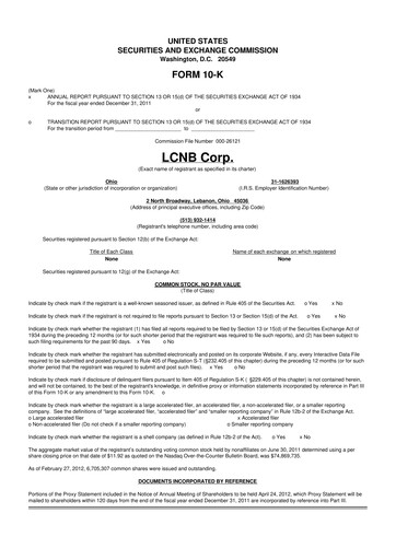 Thumbnail LCNB Corp.
 10-K Annual Report 
