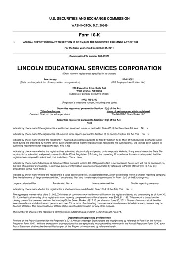 Miniature Lincoln Educational Services 10-K Rapport annuel 2011