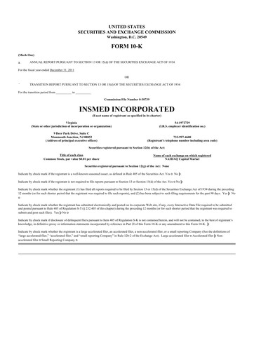 Thumbnail Insmed 10-K Annual Report 2011