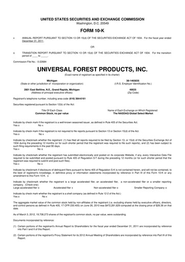 Thumbnail UFP Industries
 10-K Annual Report 2011