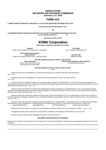 Miniature XOMA Royalty 10-K Rapport annuel 2011