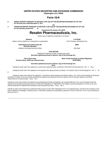 Thumbnail Opus Genetics 10-K Annual Report 2011