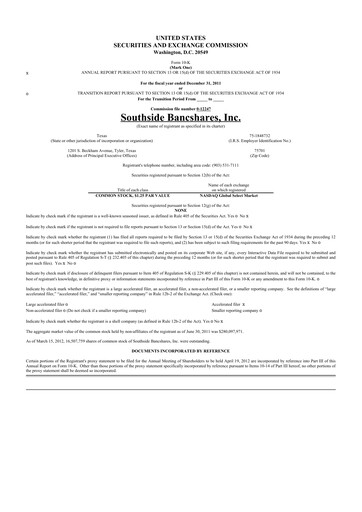 Thumbnail Southside Bancshares 10-K Annual Report 2011