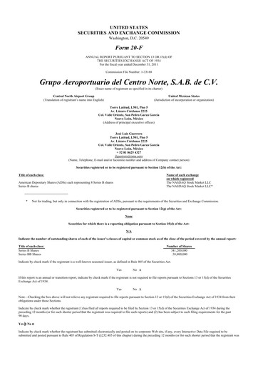Thumbnail Grupo Aeroportuario Centro Norte
 20-F Annual Report 