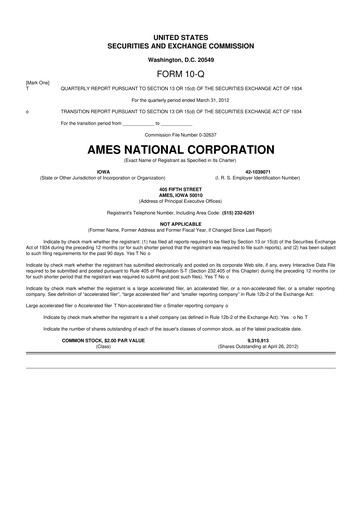Thumbnail Ames National Corp. 10-Q Quarterly Report FY 