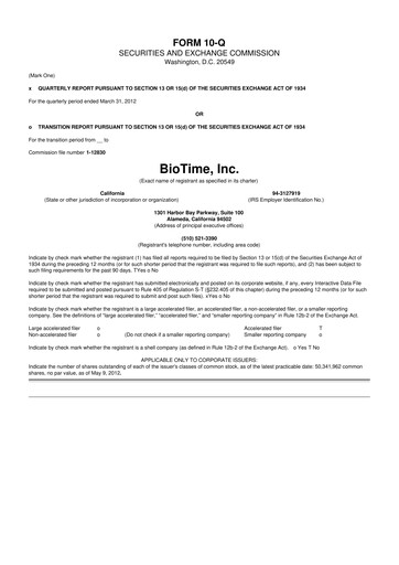 Miniature Lineage Cell Therapeutics
 10-Q Rapport trimestriel  