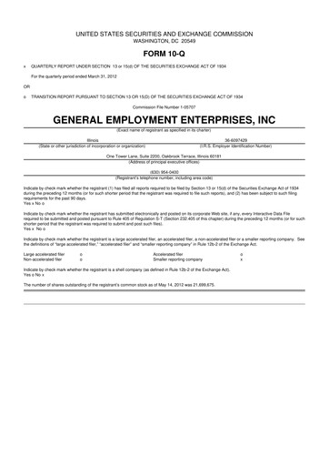 Miniature GEE Group 10-Q Rapport trimestriel 2012 