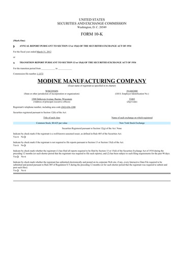 Thumbnail Modine Manufacturing
 10-K Annual Report 2012