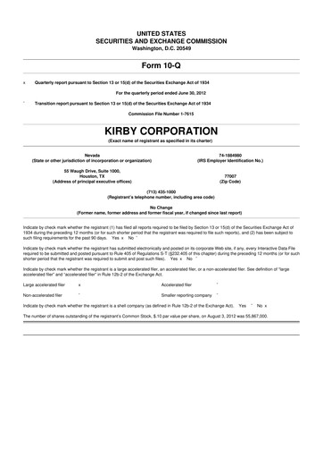 Thumbnail Kirby Corporation
 10-Q Quarterly Report FY2012 