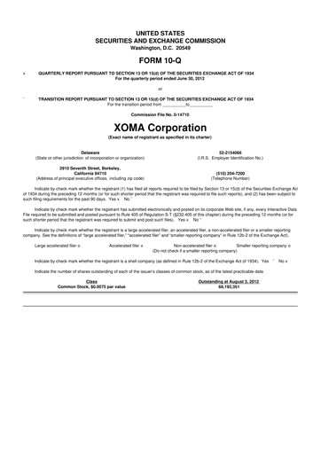 Thumbnail XOMA Royalty 10-Q Quarterly Report FY2012 