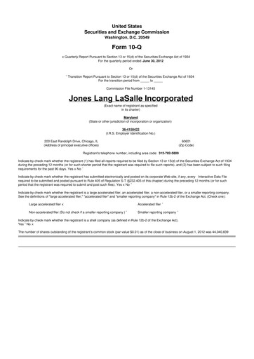 Thumbnail Jones Lang LaSalle 10-Q Quarterly Report FY2012 