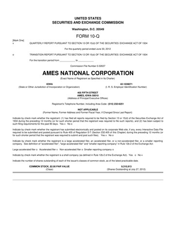 Thumbnail Ames National Corp. 10-Q Quarterly Report FY 