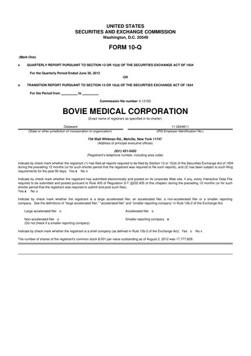 Miniature Apyx Medical 10-Q Rapport trimestriel 2012 