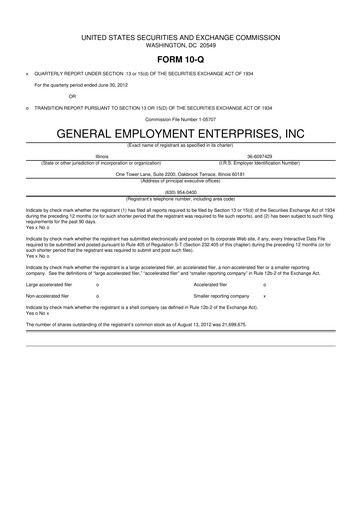 Miniature GEE Group 10-Q Rapport trimestriel 2012 