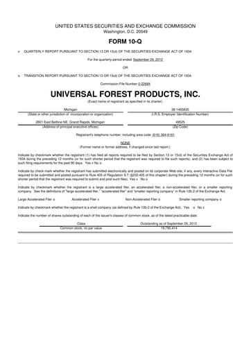 Thumbnail UFP Industries
 10-Q Quarterly Report FY2012 