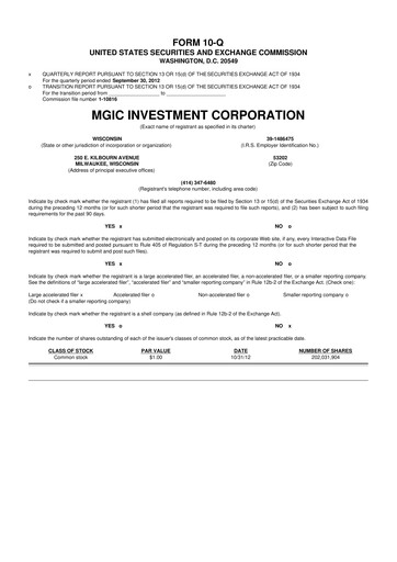 Thumbnail MGIC Investment
 10-Q Quarterly Report FY2012 