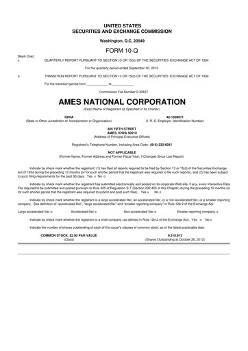 Thumbnail Ames National Corp. 10-Q Quarterly Report FY 