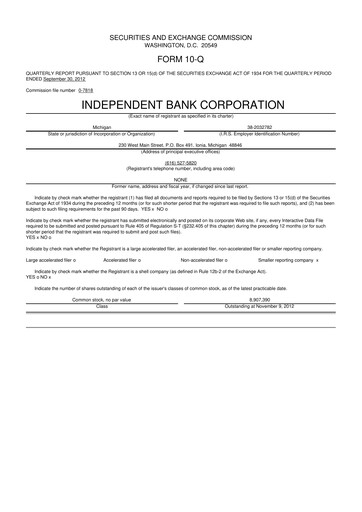 Thumbnail Independent Bank Corporation 10-Q Quarterly Report FY2012 
