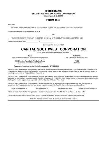 Vorschaubild Capital Southwest Corporation 10-Q Quartalsbericht 2013 