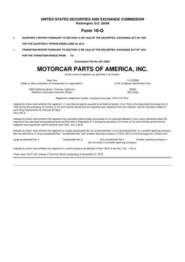Thumbnail Motorcar Parts of America 10-Q Quarterly Report FY2013 